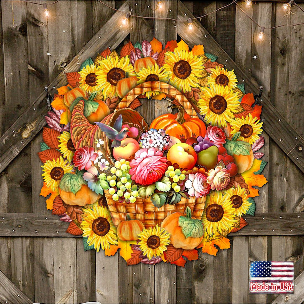Thanksgiving Holiday Door Wreath by G. DeBrekht - Thanksgiving Halloween Decor - 8185305-5H