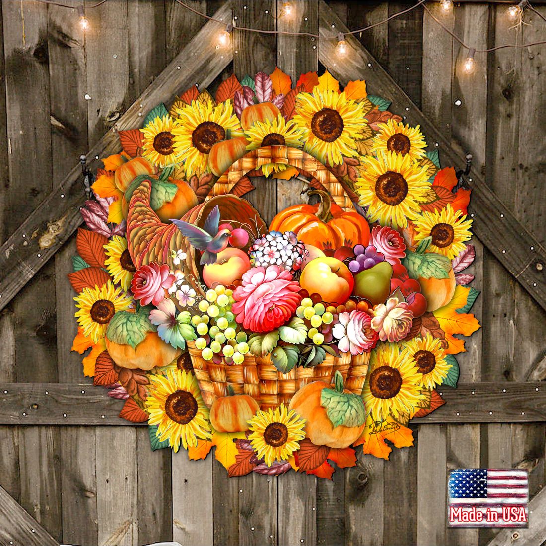 Thanksgiving Holiday Door Wreath by G. DeBrekht - Thanksgiving Halloween Decor - 8185305-5H