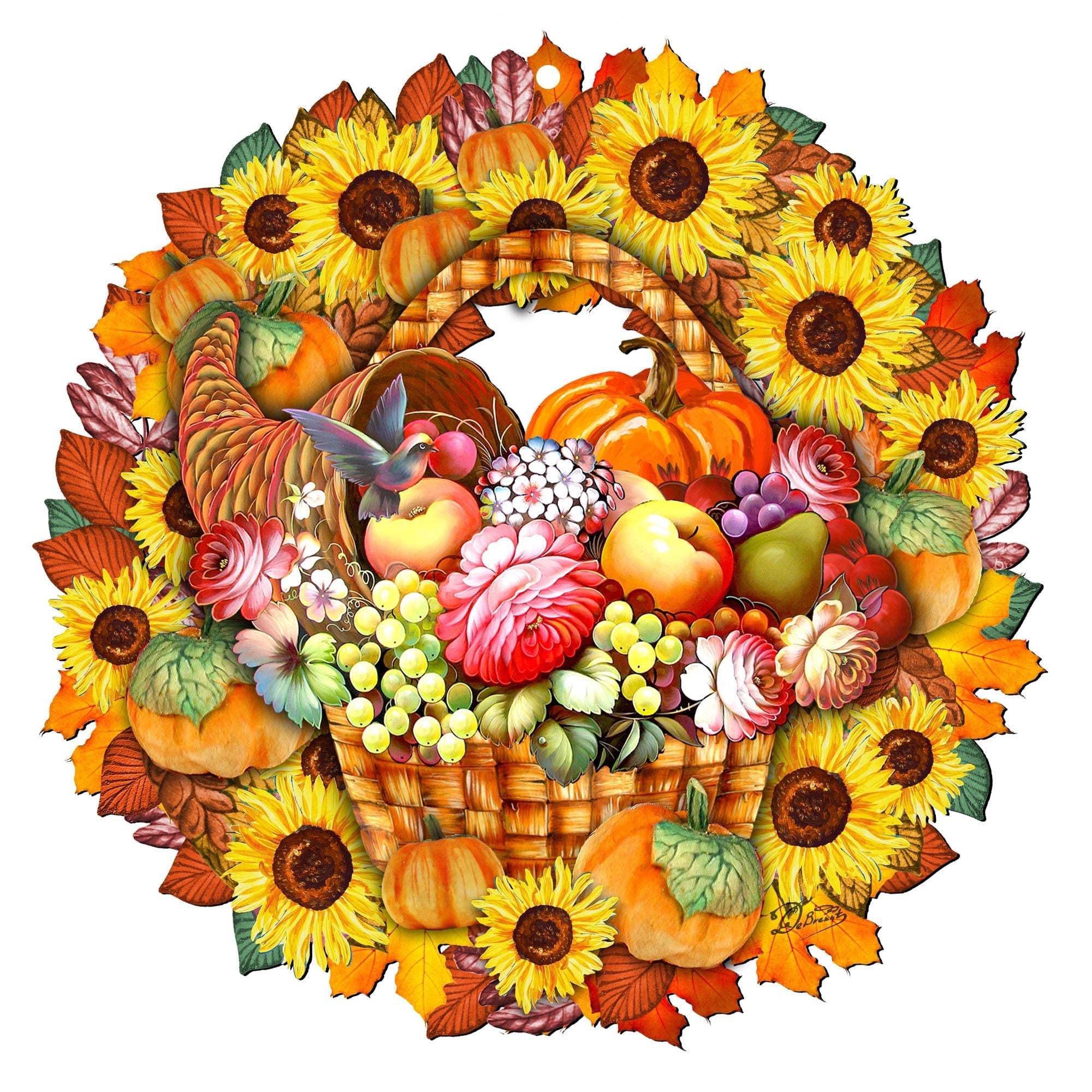 Thanksgiving Holiday Door Wreath by G. DeBrekht - Thanksgiving Halloween Decor - 8185305-5H